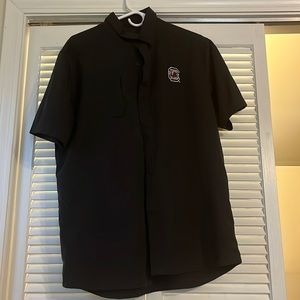 Black Under Armour button down shirt.